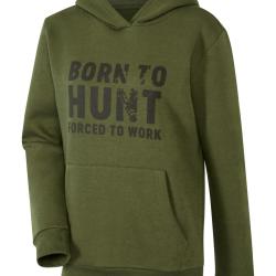 Pull &agrave; capuche Femme (Couleur: Oliv/Born to hunt, Taille: L)