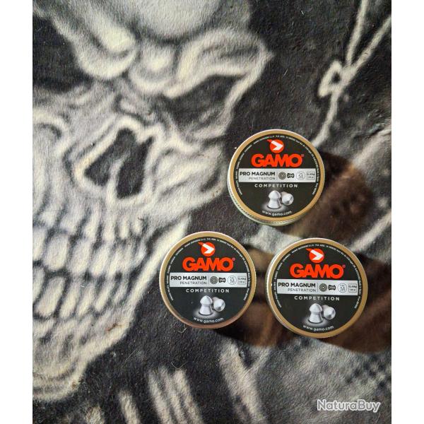 Lot 3 x Plombs Gamo pro magnum p�n�tration cal 4.5mm x250