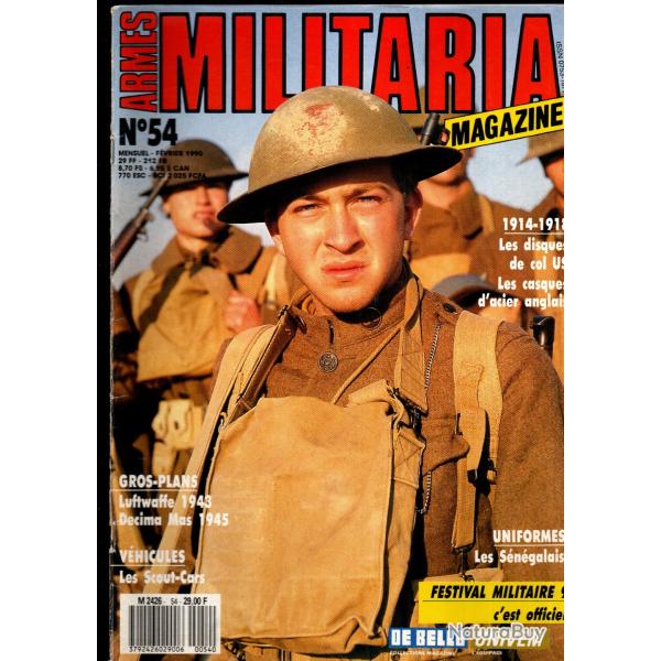 Militaria magazine 54, tirailleurs s�n�galais 1919-1940, disques de col us army1907-26, casque gb