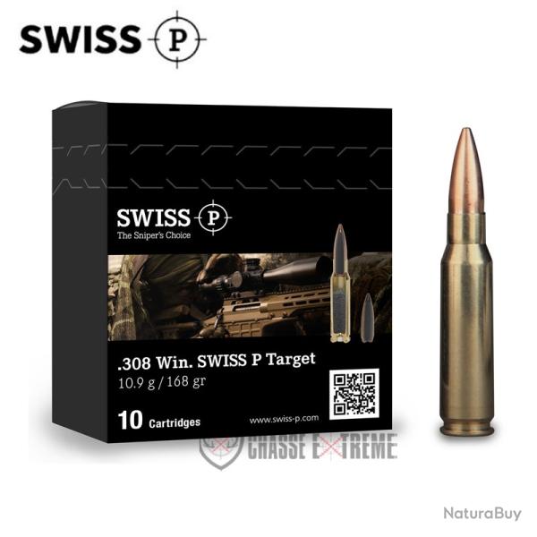 10 Cartouches SWISS P Cal 308 Win 168Gr Target HPBT