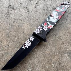 Couteau Geisha ElitEdge Flower Maiko Lame Acier 420C Tanto Manche ABS Geisha Maiko Flower 02MKW