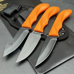 Couteau Schrade Uncle Henry Set de Chasse Lame Acier Inoxydable Manche ABS Orange Etui Nylon 83290