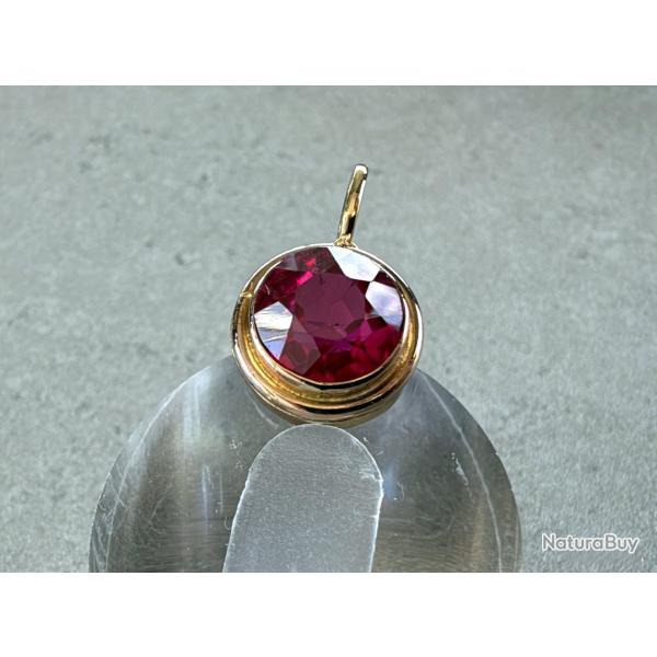 Pendentif or massif 18 carats - magnifique rubis