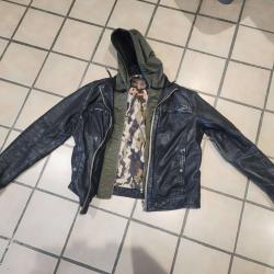 Blouson Cuir Noir militaire