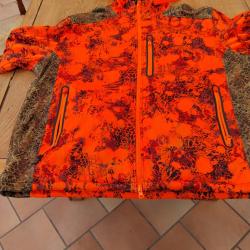 Veste de chasse verte et orange camouflage