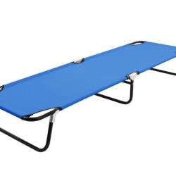 Chaise longue pliable acier bleu polyester 190x58x28 cm r&eacute;sistante