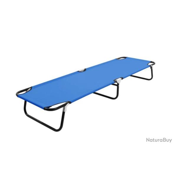 Chaise longue pliable acier bleu polyester 190x58x28 cm r�sistante