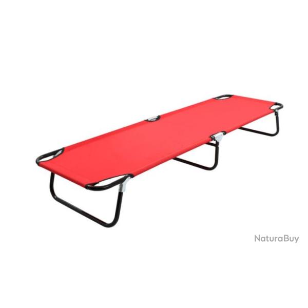 Chaise longue pliable acier rouge polyester 190x58x28 cm r�sistante
