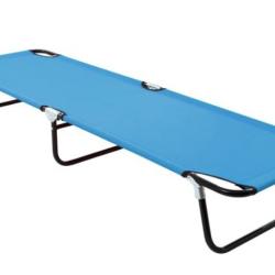 Chaise longue pliable acier bleu turquoise polyester 190x58x28 cm r&eacute;sistante