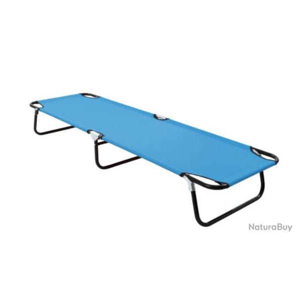 Chaise longue pliable acier bleu turquoise polyester 190x58x28 cm r�sistante