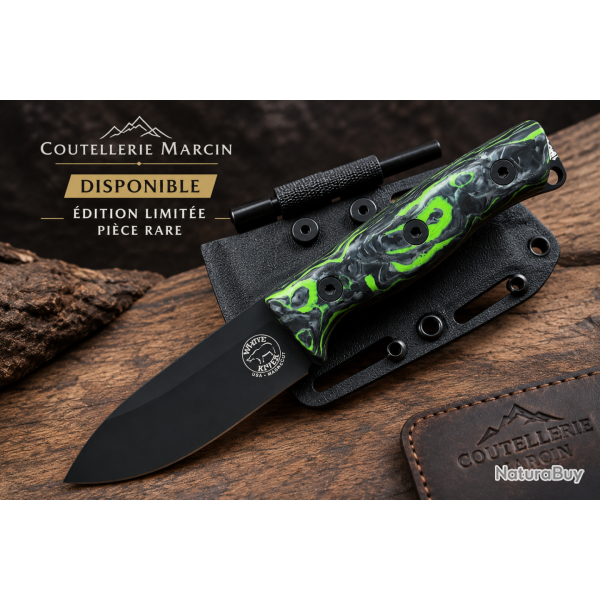 White River Ursus Cub Limited Carbon Magnacut - Couteau Outdoor Compact Premium avec �tui Kydex & Fi