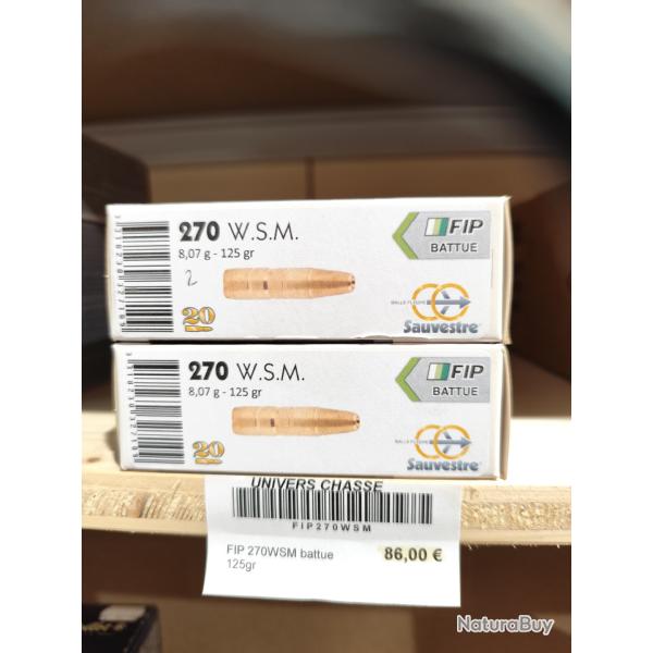 Sauvestre FIP Battue 270 WSM 125 grs lot de 2 boites neuves