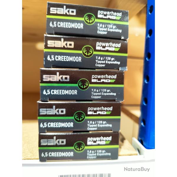 SAKO 6.5 creedmoor lot de 5 bo�tes 120grs expanding copper promo -30%