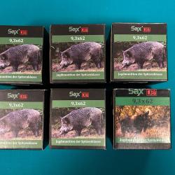 6 bo&icirc;tes de balles Sax KJG-SR au calibre 9,3x62