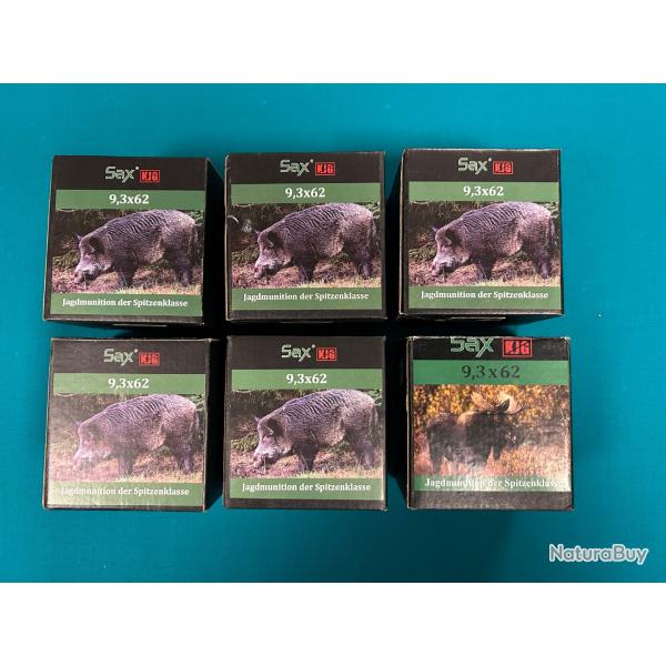 6 bo�tes de balles Sax KJG-SR au calibre 9,3x62