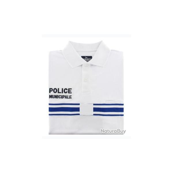 Polo Police Municipale manches courtes blanc S