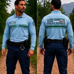 Polo manches longues brod&eacute; Garde Champ&ecirc;tre / Police Rurale Conforme au d&eacute;cret 2023 M