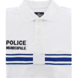 Polo Blanc manches longues Police Municipale L