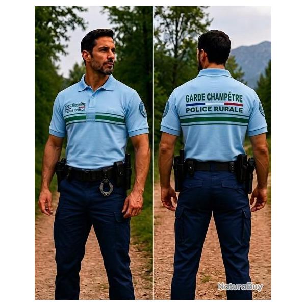 Polo infroissable manches courtes brod� Garde Champ�tre / Police Rurale , Conforme au d�cret 2023. X