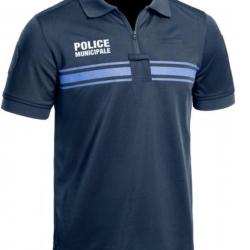 Polo manches courtes bleu marine Police Municipale A10 XS