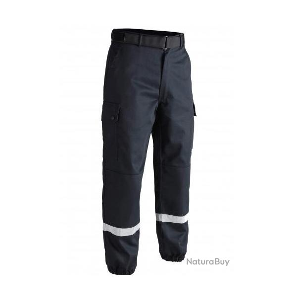 Pantalon s�curit� incendie F2 bandes r�tro-r�fl�chissantes bleu marine - A10 34