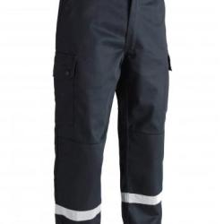 Pantalon s&eacute;curit&eacute; incendie F2 bandes r&eacute;tro-r&eacute;fl&eacute;chissantes bleu marine - A10 38