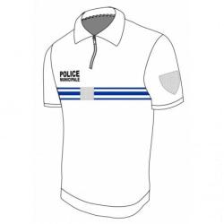 Polo blanc PM double face 50 % coton / 50 % polyester MC ZIP GK 5 XL