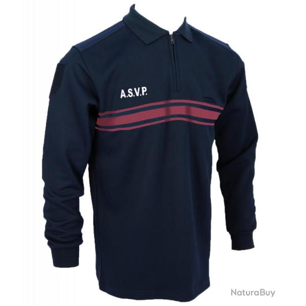 Polo sport ASVP Manches longues bandes bordeaux 3 XL A.T.P.M