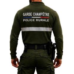 Polo manche longues KAKI brod&eacute; Garde Champ&ecirc;tre / Police Rurale Conforme au d&eacute;cret 2023 M
