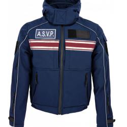 Blouson Softshell bleu marine BANDES BORDEAUX IRON ASVP L