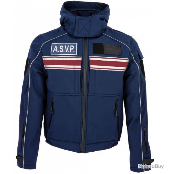 Blouson Softshell bleu marine BANDES BORDEAUX IRON ASVP L