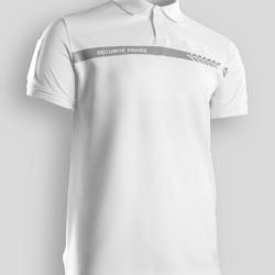 Polo s&eacute;curit&eacute; blanc manches courtes bande grise 3 XL