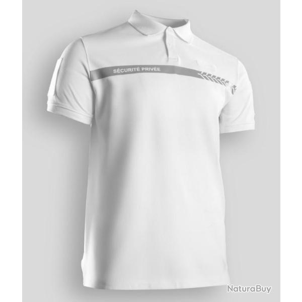Polo s�curit� blanc manches courtes bande grise 3 XL