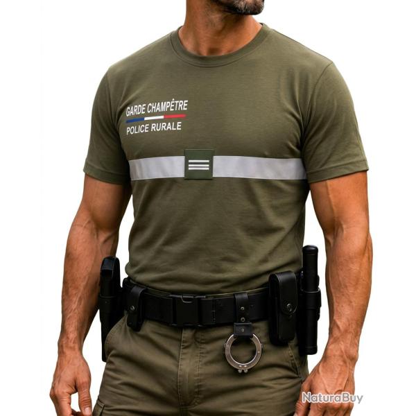 t shirt kaki floqu� coton Garde Champ�tre / Police Rurale , Conforme au d�cret 2023. 2 XL