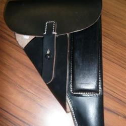 WALTHER P 38 : Holster en cuir souple noir , 2&egrave;me mod&egrave;le, neuf ( P38) black MILITARIA