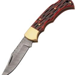 Couteau pliant Rite Edge Lame damas manche os cerf&eacute;