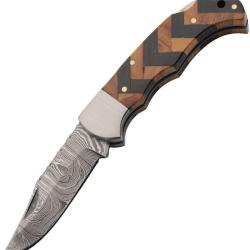 Couteau pliant Rite Edge Lame damas manche bois noir et brun