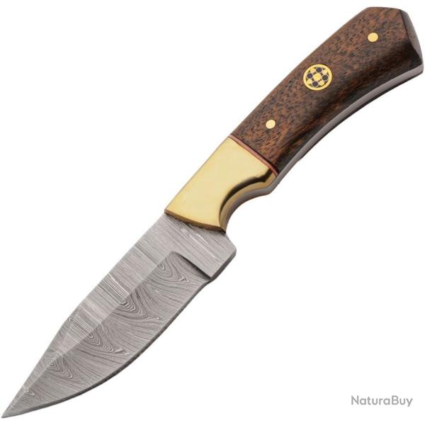 Couteau fixe chasse Lame damas manche noyer