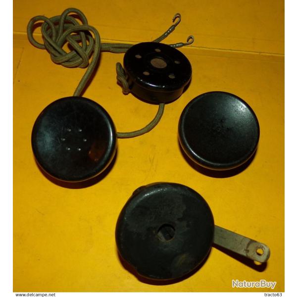 RADIO : LOT DE� 4 ECOUTEURS� POUR RADIO MILITAIRE OU CIVILE� , RADIOAMATEUR , ARTICLE MILITAIRE� DE