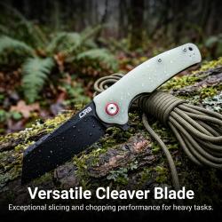 Couteau CJRB Crag Lame Acier AR-RPM9 Manche G10 Phosphorescent Liner Lock J1904BGD