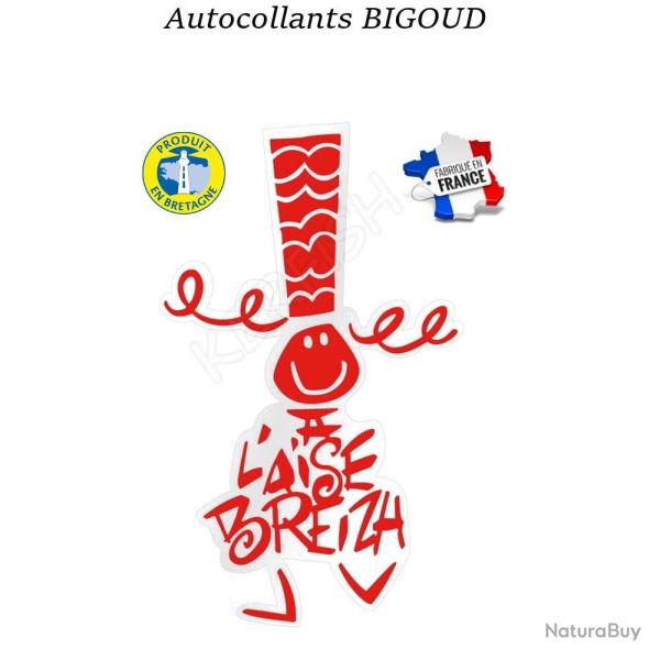 AUTOCOLLANT BIGOUD A L'AISE BREIZH Rouge 19 cm