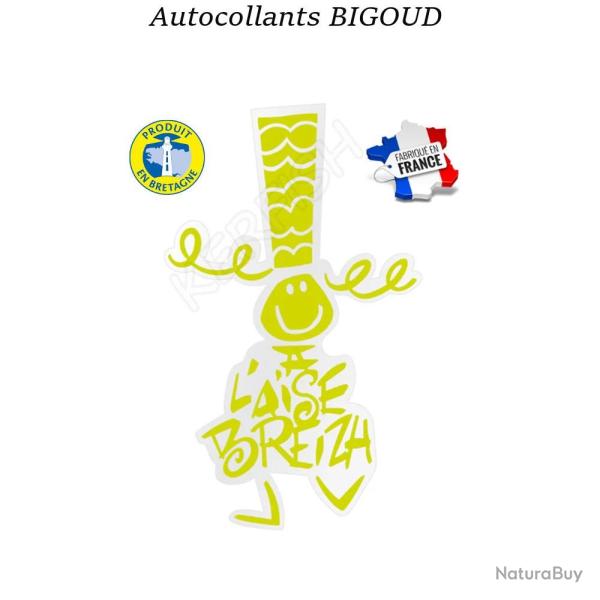 AUTOCOLLANT BIGOUD A L'AISE BREIZH 19 cm Anis
