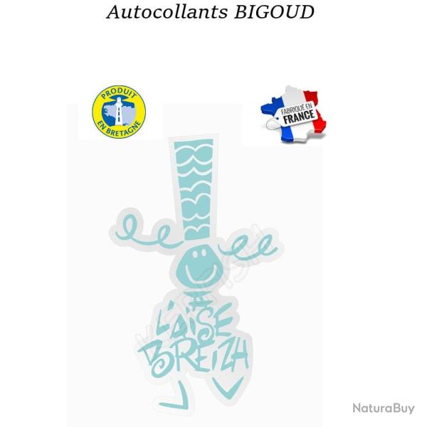 AUTOCOLLANT BIGOUD A L'AISE BREIZH 19 cm Menthe