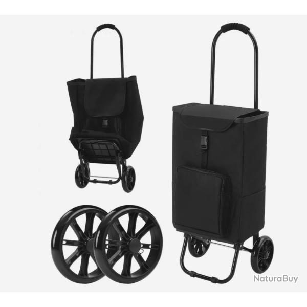 Chariot de Courses Pliable � 2 Roues, Capacit� de Charge 35 kg Compartiment Isotherme ENCHERE 1 EURO