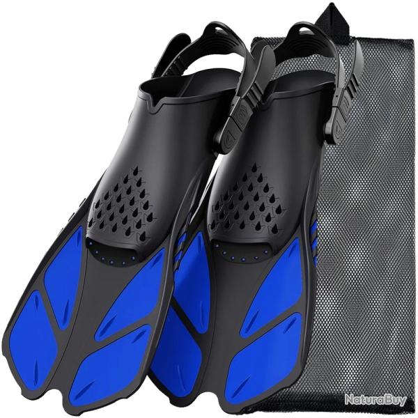 Palmes Snorkeling Plong�e Apn�e - Palmes Courtes R�glables � Talon Ouvert - Natation, Adultes Homme