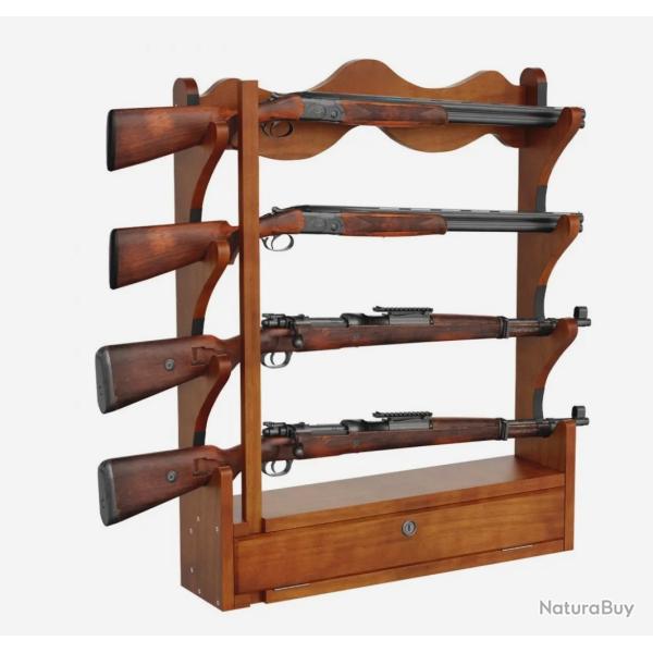 Support Mural 4 Fusils, Porte-fusil en Bois, Rack � Fusils  Charge 60 kg, ENCHERE 1 EURO