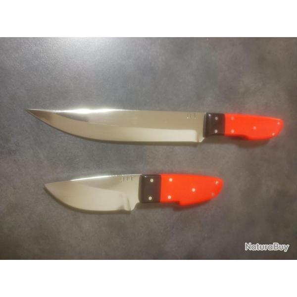 Set  de couteaux  chasse pour pr�parer la venaison , maniables , tranchants rasoirs G�rard Masse !!