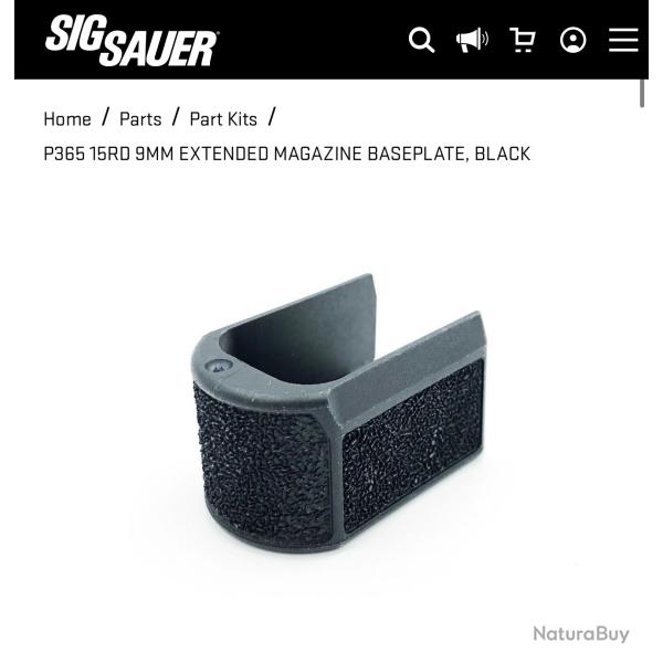 SIG SAUER P365X / P365-XL / P365-XMACRO - NEUF - Extension de chargeur Officiel - Capacit� 15