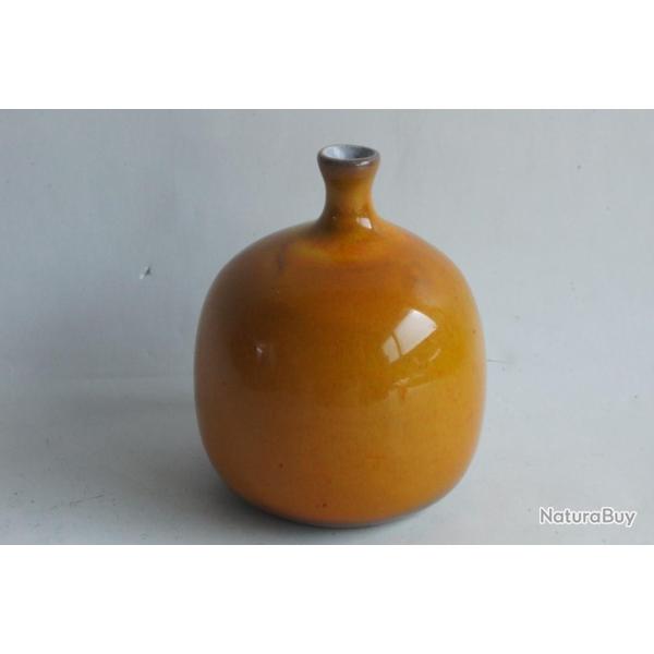 JACQUES & DANI RUELLAND Petit vase boule c�ramique orange