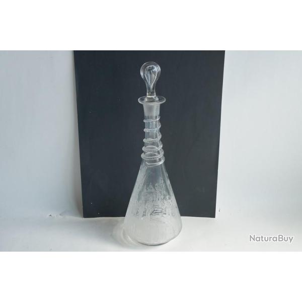 Carafe verre grav� Navires Marins Tsar Nicolas II Paris 1896